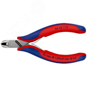 Кусачки торцевые для электроники режущие кромки с маленькой фаской под 27° с пружиной рез: мягкая проволока 15 мм проволока средней твёрдости 1 мм твёрдая проволока 05 мм L-115 мм зеркальная полировка двукомпонентные рукоятки - фото 3