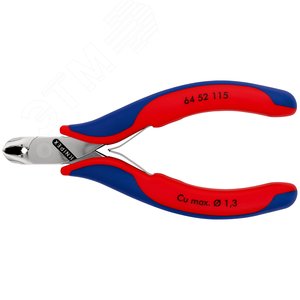 Кусачки торцевые для электроники режущие кромки без фаски под 27° с пружиной рез: мягкая проволока 13 мм L-115 мм зеркальная полировка двукомпонентные рукоятки - фото 3