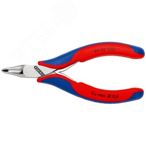 Кусачки торцевые для электроники узкие режущие кромки с маленькой фаской под 65° с пружиной рез: мягкая проволока 06 мм L-120 мм зеркальная полировка двукомпонентные рукоятки - фото 3