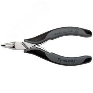 Кусачки торцевые ESD для электроники антистатические узкие режущие кромки с маленькой фаской под 65° с пружиной рез: мягкая проволока 06 мм L-120 мм зеркальная полировка двукомпонентные рукоятки - фото 3