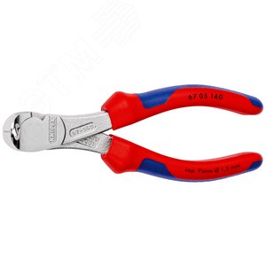 Кусачки торцевые особой мощности резка - мягкая проволока 4мм проволока средней твердости 31мм твердая проволока 2мм рояльная струна (HRC 59) 15мм L=140мм 64HRC хромированные двухкомпонентные рукоятки - фото 3