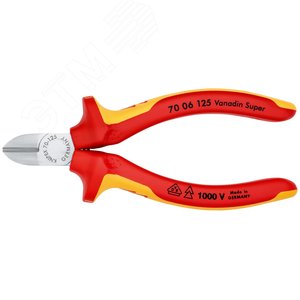 Бокорезы VDE 1000V резка - мягкая проволока 3мм проволока средней твердости 23мм твердая проволока 15мм L=125мм 62HRC диэлектрические хромированные двухкомпонентные рукоятки - фото 3