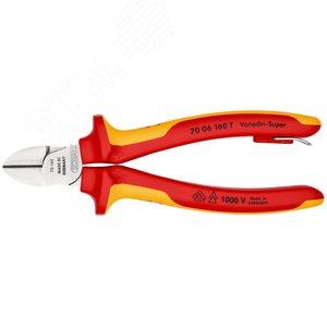 Бокорезы VDE 1000V резка - мягкая проволока 4мм проволока средней твердости 3мм твердая проволока 2мм L=160мм 62HRC диэлкектрические хромированные двухкомпонентные рукоятки крепление для страховки блистер - фото 3