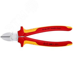 Бокорезы VDE 1000V резка - мягкая проволока 4мм проволока средней твердости 3мм твердая проволока 25мм L=180мм 62HRC диэлкектрические хромированные двухкомпонентные рукоятки - фото 3