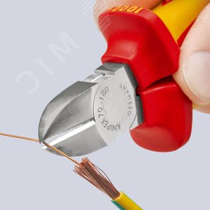 Бокорезы VDE 1000V резка - мягкая проволока 4мм проволока средней твердости 3мм твердая проволока 25мм L=180мм 62HRC диэлкектрические хромированные двухкомпонентные рукоятки - фото 4