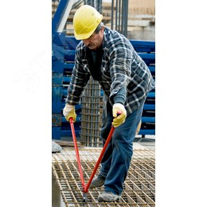 Ножницы для резки арматурной сетки L-950 мм твёрдость кромок 62 HRC серые 2-компонентные рукоятки сменная ножевая головка кованый коннектор - фото 2