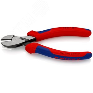 Бокорезы компактные X-CUT резка - мягкая проволока 48мм проволока средней твердости 38мм твердая проволока 27мм рояльная струна (HRC 59) 22мм L=160мм хромированные двухкомпонентные рукоятки цвет черный - фото 2