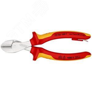 Бокорезы компактные X-CUT VDE 1000V резка - мягкая проволока 48мм средней твердости 38мм твердая 27мм рояльная струна (HRC 59) 22мм L=160мм диэлкектрические хромированные двухкомпонентные рукоятки крепление для страховки - фото 3