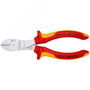 Бокорезы VDE 1000V резка - проволока средней твердости 34мм твердая проволока 25мм рояльная струна (HRC 59) 2мм L=160мм диэлкектрические хромированные двухкомпонентные рукоятки блистер - фото 3