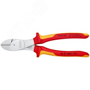 Бокорезы VDE 1000V резка - проволока средней твердости 42мм твердая проволока 3мм рояльная струна (HRC 59) 25мм L=200мм диэлкектрические хромированные двухкомпонентные рукоятки блистер - фото 3