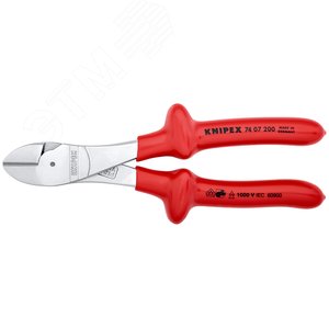 Бокорезы VDE 1000V резка - проволока средней твердости 42мм твердая проволока 3мм рояльная струна (HRC 59) 25мм L=200мм хромированные обливные рукоятки - фото 3