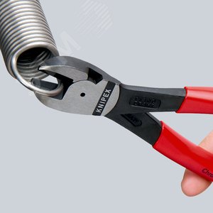 Бокорезы режущие кромки расположены по центру резка - мягкая проволока 5мм проволока средней твердости 5мм твердая проволока 38мм рояльная струна (HRC 59) 35мм L=250мм обливные рукоятки блистер цвет черный - фото 4