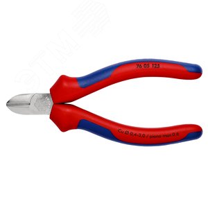 Бокорезы для электромеханика резка - мягкая проволока 3мм проволока средней твердости 23мм твердая проволока 15мм рояльная струна (HRC 59) 06мм L=125мм хромированные 2-компонентные рукоятки - фото 3