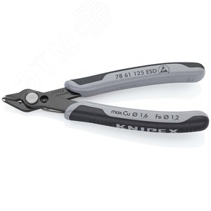 Бокорезы ESD прецизионные для тонких работ ElecTronic Super KNips антистатические мягкая проволока 02-16мм средней твердости 12мм L=125мм высокочастотная закалка режущих кромок до 64HRC черные 2-компонентные рукоятки - фото 2