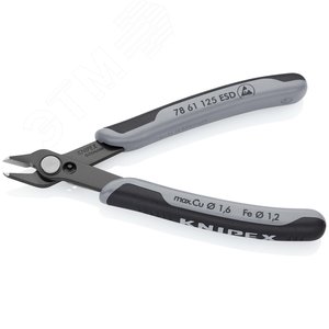 Бокорезы ESD прецизионные для тонких работ ElecTronic Super KNips антистатические мягкая проволока 02-16мм средней твердости 12мм L=125мм высокочастотная закалка режущих кромок до 64HRC черные 2-компонентные рукоятки - фото 3