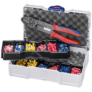 Набор контактных гильз в систейнере комплектация: пресс-клещи KN-9732240 гильзы флажковые (63x08 мм: 05-10 мм 15-25 мм 40-60 мм) наконечники кабельные кольцевые (4/5/6 мм 15 -25 мм 40-60 мм) соединители встык изолированныеованные (05-10 мм 15 -25 мм) гиль - фото 1