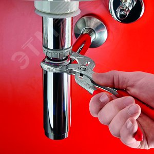 Клещи переставные трубные захватные 10 - 75 мм для сифонов масляных фильтров пластмассовых труб и соединителей L-250 мм пластиковые насадки на губках Cr-V хромированные блистер - фото 6