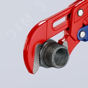 Ключ трубный 1 S-образные тонкие губки с быстрой регулировкой 42 мм (1 5/8) L-330 мм красный Cr-V многоэтапная закалка в масле - фото 4