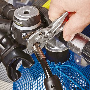 Клещи переставные - гаечный ключ 23 мм (7/8) L-125 мм Cr-V хромированные обливные рукоятки - фото 5