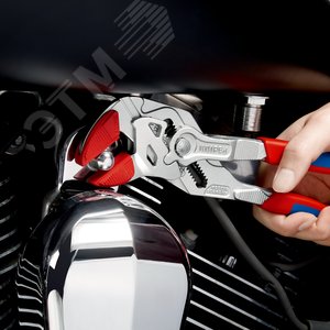 Клещи переставные - гаечный ключ 52 мм (2) L-250 мм Cr-V хромированные 2-компонентные рукоятки блистер - фото 4