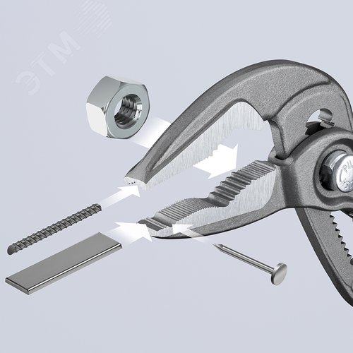 Клещи переставные, тонкие, зев 32 мм, длина 180 мм, фосфатированные, обливные ручки, SB, COBRA ES - фото 8