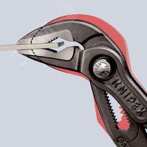 Клещи переставные COBRA сантехнические с фиксатором 32 мм (1 1/4) под ключ 34 мм L-250 мм Cr-V серые обливные рукоятки блистер - фото 7