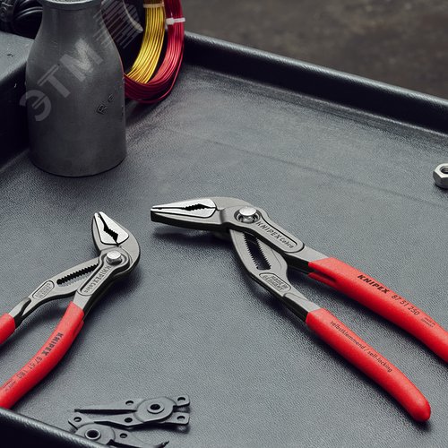 Клещи переставные, тонкие, зев 32 мм, длина 180 мм, фосфатированные, обливные ручки, SB, COBRA ES - фото 3