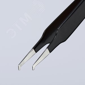 Пинцет ESD захватный прецизионный гладкие изогнутые губки под 45° для техники напайки компонентов поверхностного монтажа на печатную плату без сверления отверстий антистатический L-120 мм нержавеющая хромоникелевая сталь хромированный - фото 5