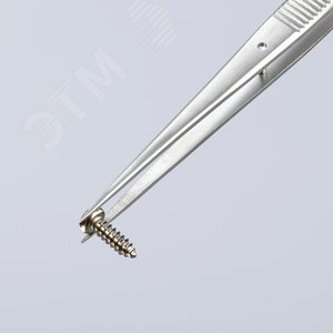 Пинцет захватный прецизионный с направляющим штифтом тонкие зазубренные губки L-155 мм хромоникелевая сталь антимагнитный кислотостойкий - фото 4