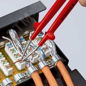 Пинцет VDE 1000V захватный прецизионный зазубренные губки с тонкими кончиками пружинная сталь хромированный L-150 мм - фото 5