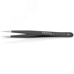 Пинцет ESD захватный прецизионный гладкие губки тонкие кончики антистатический L-110 мм нержавеющая хромоникелевая сталь хромированный - фото 2