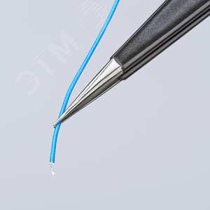 Пинцет ESD захватный прецизионный гладкие губки тонкие кончики антистатический L-110 мм нержавеющая хромоникелевая сталь хромированный - фото 4