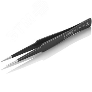 Пинцет ESD захватный прецизионный гладкие губки американской формы длинные кончики антистатический L-135 мм нержавеющая хромоникелевая сталь хромированный - фото 3