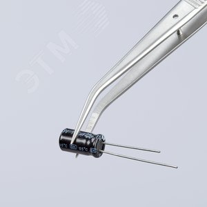 Пинцет захватный прецизионный с направляющим штифтом тонкие зазубренные губки под 45 град.L-155 мм пружинная сталь хромированный - фото 4