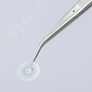 Пинцет захватный прецизионный с направляющим штифтом тонкие зазубренные губки под 45 град.L-155 мм пружинная сталь хромированный - фото 5