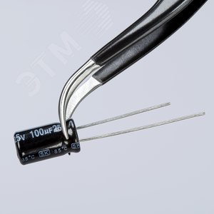 Пинцет ESD захватный прецизионный гладкие серповидные губки под 45° антистатический L-120 мм нержавеющая хромоникелевая сталь хромированный - фото 6