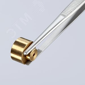 Пинцет захватный прецизионный закруглённые зазубренные губки шириной 2 мм пружинная сталь хромированный L-120 мм - фото 4