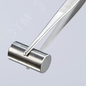 Пинцет захватный прецизионный закруглённые зазубренные губки шириной 35 мм хромоникелевая сталь нержавеющий немагнитный L-145 мм - фото 4