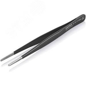 Пинцет ESD захватный прецизионный зазубренные скруглённые губки 35 мм антистатический L-145 мм нержавеющая хромоникелевая сталь хромированный - фото 3