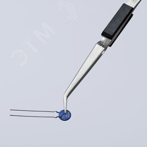 Пинцет крестовидный тонкие зазубренные губки под 45° L-160 мм пружинная сталь хромированный - фото 4