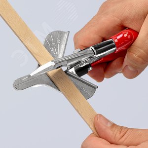 Ножницы угловые для пластмассовых и резиновых профилей для резки ленточного кабеля до 56 мм с пружиной разметка реза под углами 45° 60° 75° 90° L-215 мм хромированные обливные рукоятки - фото 9