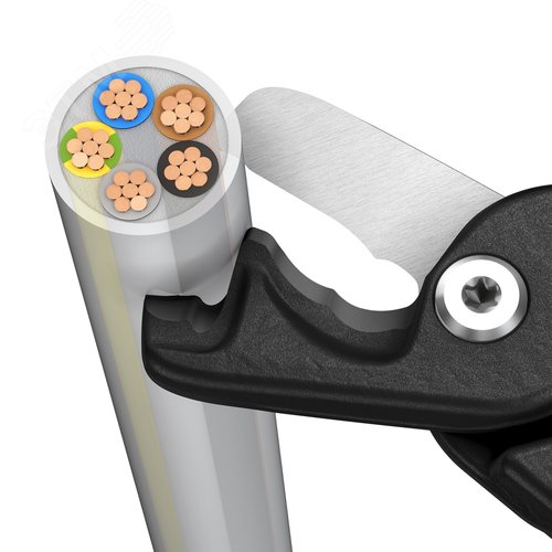 Кабелерез, ступенчатый рез, диаметр 23 мм (120 мм), длина 225 мм, хром, двухкомпонентные диэлектрические ручки, SB, StepCut XL VDE - фото 6