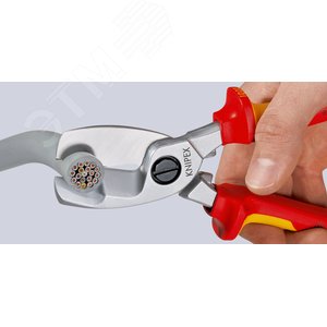 Кабелерез с двойными режущими кромками резка - кабель 20мм (70мм AWG 2/0) L=200мм хромированный обливные рукоятки - фото 4