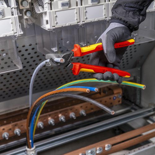 Кабелерез, ступенчатый рез, диаметр 23 мм (120 мм), длина 225 мм, хром, двухкомпонентные диэлектрические ручки, SB, StepCut XL VDE - фото 3