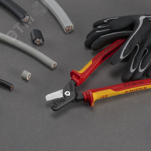 Кабелерез, ступенчатый рез, диаметр 23 мм (120 мм), длина 225 мм, хром, двухкомпонентные диэлектрические ручки, SB, StepCut XL VDE - фото 5