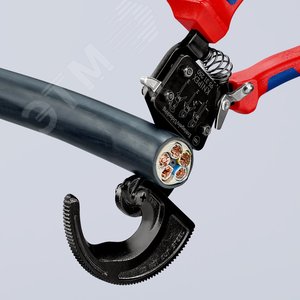 Кабелерез с храповым механизмом (трещоткой) рез кабель 32мм (240мм MCM 500) L=250мм черный 2-компонентные рукоятки KN-9531250 KNIPEX - 5