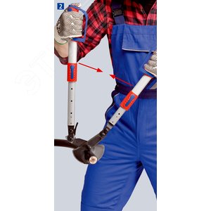 Кабелерез с храповым механизмом (трещоткой) и выдвижными телескопическими рукоятками рез: кабель 38 мм (280 мм MCM 550) L-570 мм чёрный 2-компонентные рукоятки - фото 3