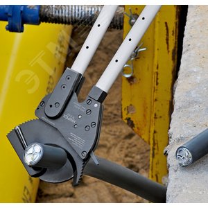 Кабелерез с храповым механизмом (трещоткой) и выдвижными телескопическими рукоятками рез: кабель 100 мм (960 мм MCM 1900) L-680 мм чёрный 2-компонентные рукоятки - фото 2