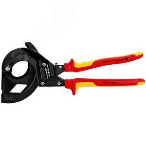 Кабелерез для кабеля со стальным армированием SWA c храповым механизмом (трещоткой) VDE 1000V рез SWA кабель 45мм (380мм MCM 750) L=315мм диэлектрический черный 2-компонентные рукоятки - фото 2