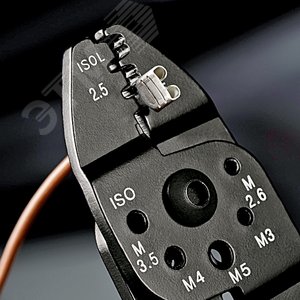 Пресс-клещи для резки и зачистки кабеля опрессовки кабельных наконечников и штекеров 3 гнезда обжим кабельных наконечников с изолятором и кабельных соединителей: 05-60 мм (AWG 20 - 10) j обжим кабельных наконечников без изолятора и кабельных сое KN-9732240SB KNIPEX - 8